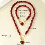 Pearl Bracelet And Necklace Set Female With Hearts Clavicle Chain Pi-Mart