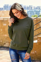 Green French Terry Cotton Blend Sweatshirt - SJB-DIAMOND ELITES
