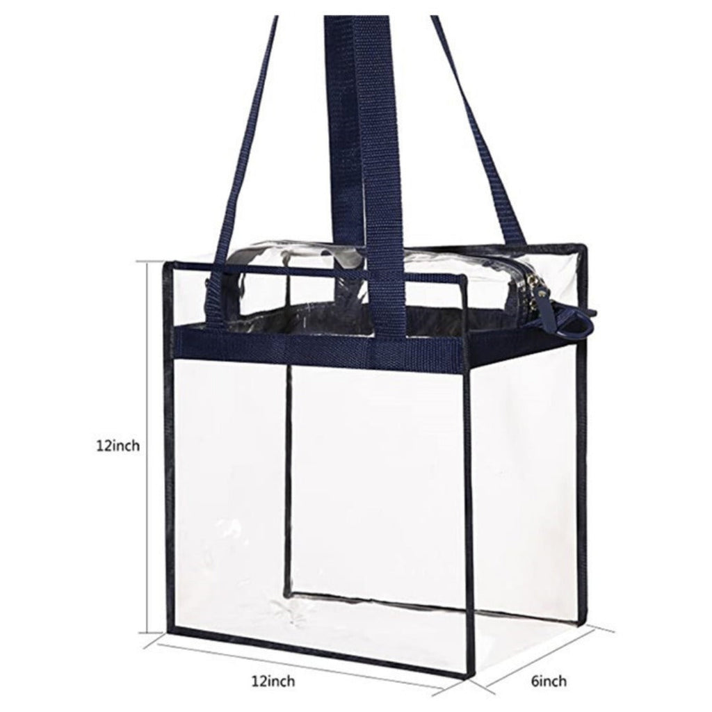 PVC transparent bag, square oversized travel tote bag, storage bag portable shoulder shopping bag, clear bag for stadium events - SJB-DIAMOND ELITES