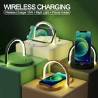 3 In 1 Foldable Wireless Charger Night Light Wireless Charging Station Stonego LED Reading Table Lamp 15W Fast Charging Light Pi-Mart