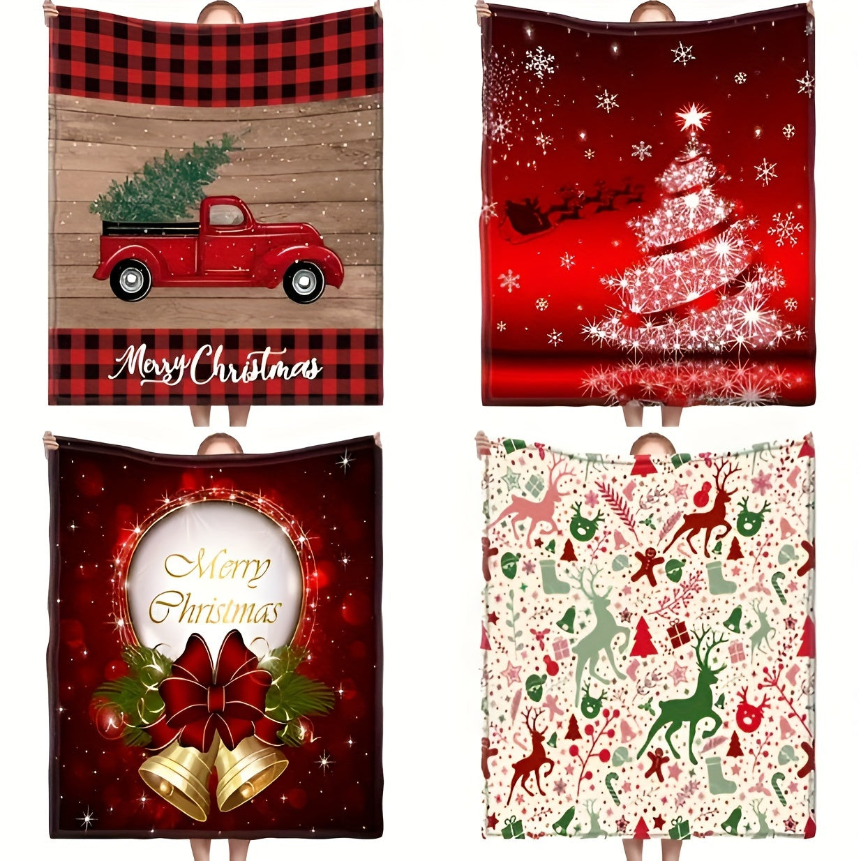 1pc Christmas Throw Blanket - Reindeer and Christmas Trees Printed, Soft, Cozy, Holiday-Themed, Versatile Throw for Couch, Bed, Sofa, Office, Camping, Indoor and Outdoor Use Lootquake LLC