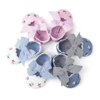 Baby Girl Newborn Shoes Floral Embroidery Striped Bowknot First Walker Soft Soles Anti-Slip Princess Shoes Stevvex