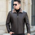 Men's Casual Loose Thick Leather Jacket Pi-Mart
