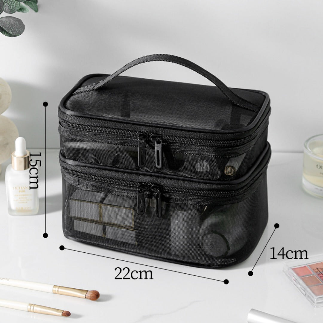Mesh cosmetic bag, lightweight large capacity three-layer toilet bag, double-layer storage bag, travel mesh bag, tool storage box portable, Mesh ShowerTote Bag, - SJB-DIAMOND ELITES
