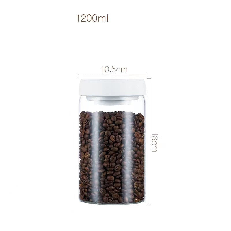 Vacuum Sealed Jug Set Black Coffee Beans Glass Airtight Canister Kitchen Food Grains Candy Keep Good Storage Jar Set Kitchen Gadgets Pi-Mart