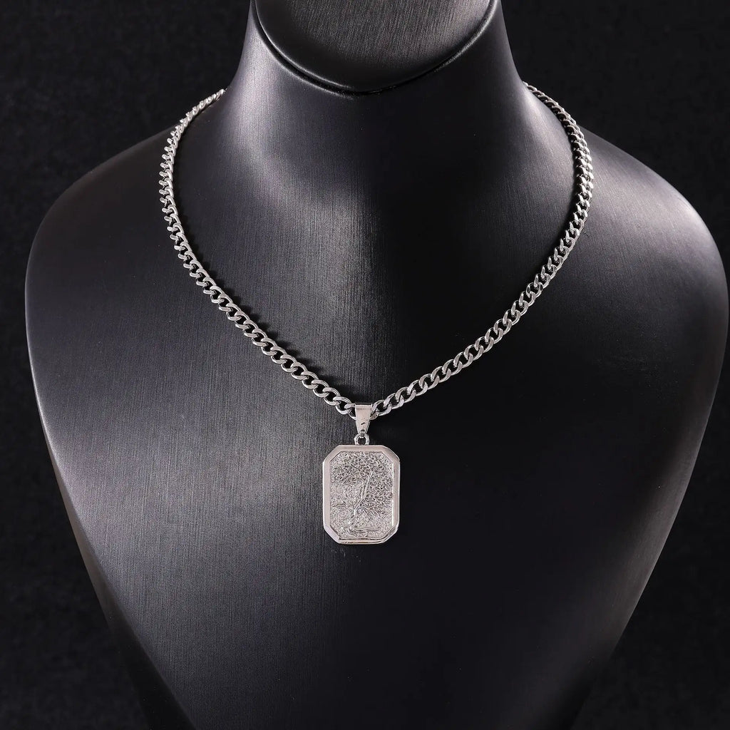 Artistic Retro Tree Of Life Relief Hip Hop Necklace
