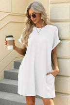 Short Sleeve Mini Dress with Pockets Casual & Stylish Everyday Wear