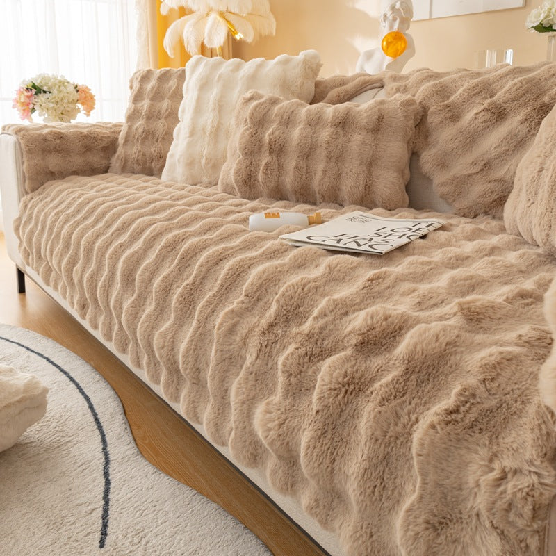Winter Thickened Rabbit Plush Modern Sofa Cushion Pi-Mart