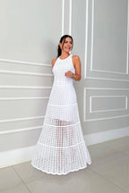 Long Sleeveless Cutout Maxi Dress Chic & Flowy Summer Style Comfortable Dress For Summer Stevvex