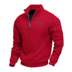 Fleece-lined Mid-length Zip-up Loose-fit Stand-up Collar Casual Hoodie
