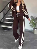 Plus Stripes Zip Set: Full-Size Comfort Duo THRIXINE
