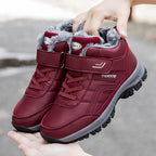 Winter Boots Women Men Warm Plush Velcro Snow Boots Climbing Hiking Shoes Pi-Mart