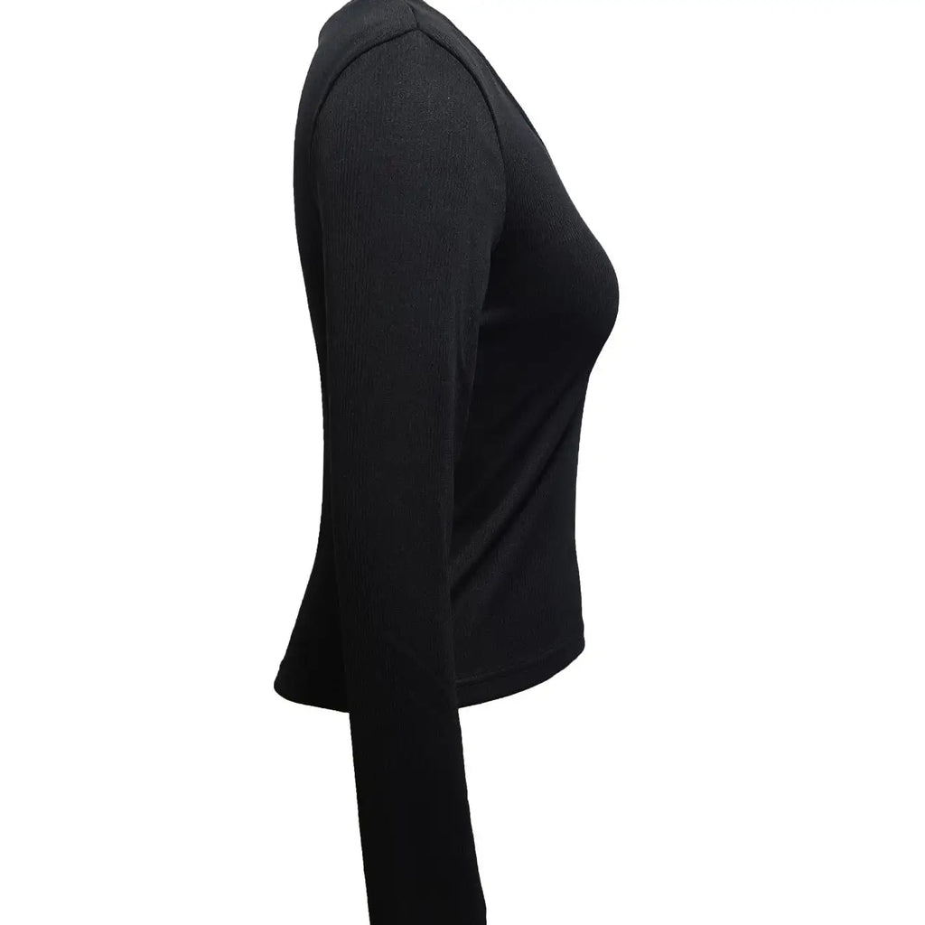 Ladies' Hollowed Out V-neck Long Sleeved Solid Color Sexy Versatile Knitted Cardigan - SJB-DIAMOND ELITES