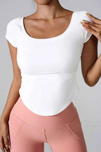 Round Neck Short Sleeve Active T-Shirt THRIXINE