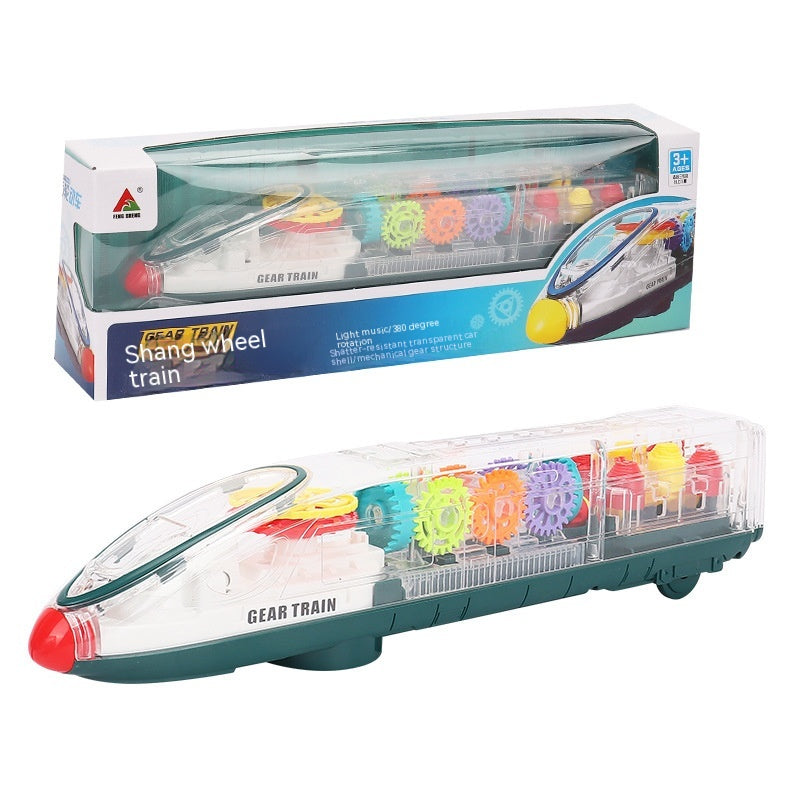 Transparent Gear Motor Car CRH Harmony Electric Universal Light Children's Educational Toys Pi-Mart
