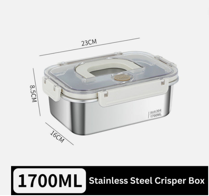 304 Stainless Steel Crisper Square Lunch Box With Handle Pi-Mart