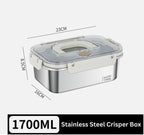 304 Stainless Steel Crisper Square Lunch Box With Handle Pi-Mart