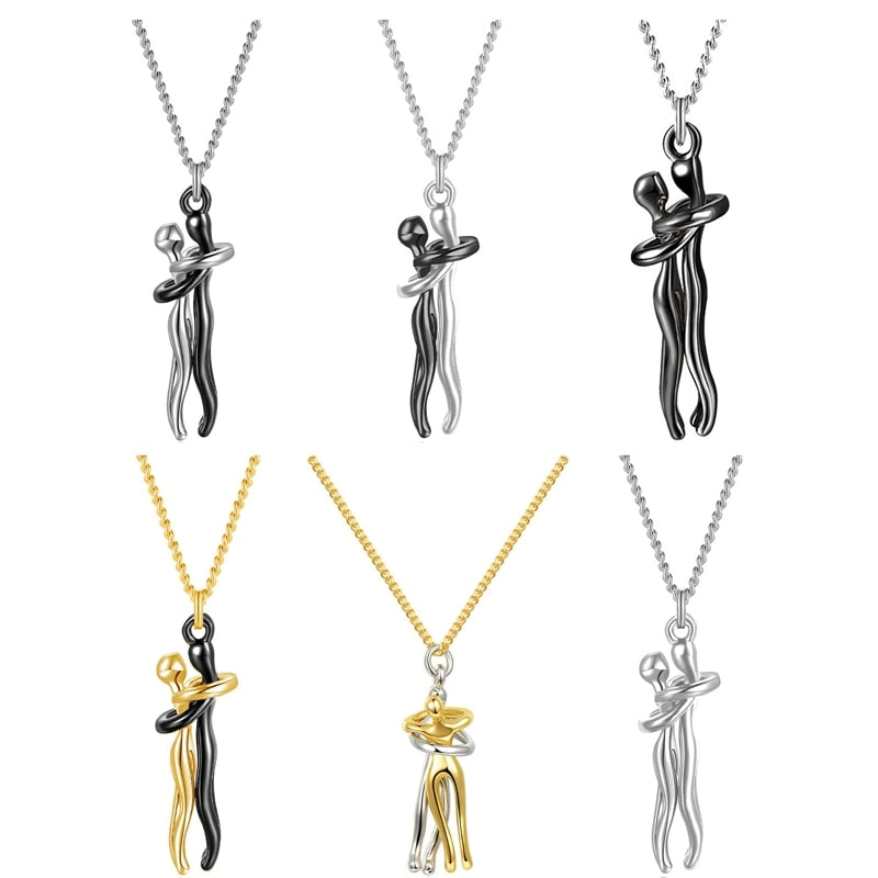 Couple Hugging Pendant Necklace Pi-Mart