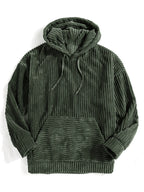 Corduroy Long Sleeve Solid Drop Shoulder Hoodie