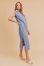 Side Slit Round Neck Sleeveless Midi Elegant Dress–Versatile, Chic, and Timeless Wardrobe Staple with Side Slits and Sleeveless Design for Effortless Style Stevvex