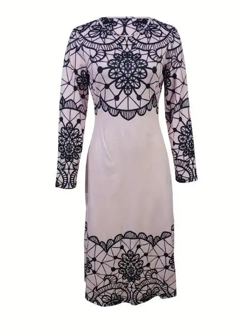 Ladies' Round Neck Printed Fashionable Dress - SJB-DIAMOND ELITES