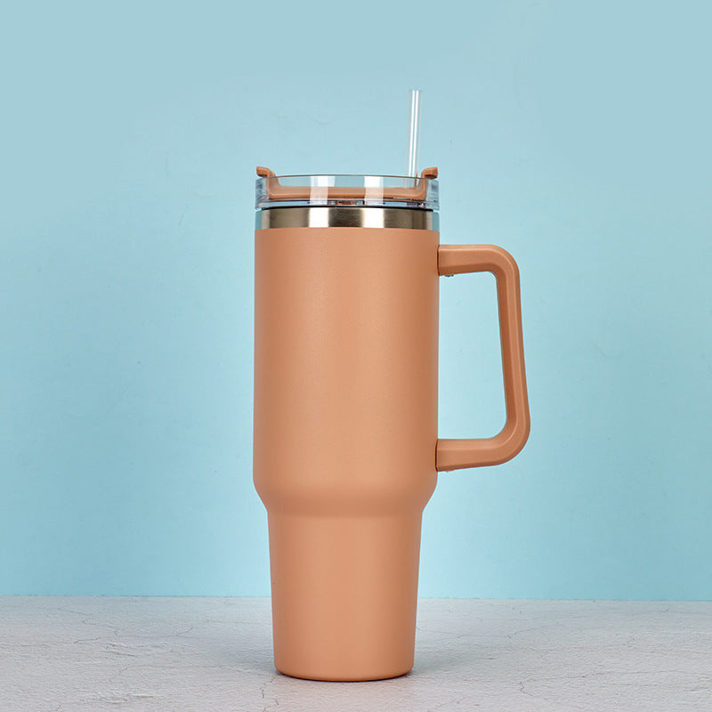 40oz Straw Coffee Insulation Cup With Handle Portable Car Stainless Steel Water Bottle LargeCapacity Travel BPA Free Thermal Mug Pi-Mart