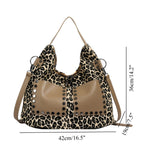 Ladies leopard print large capacity tote bag, vintage hobo bag casual, shoulder bag with crossbody strap, bag underarm bag women - SJB-DIAMOND ELITES