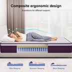 Full Mattress, 12 Inch Hybrid Full Mattress, Full Size Mattress In A Box, Plush Foam Mattress With Individually Pocketed Coils, Motion Isolation For Pressure Relief, Medium Soft Pi-Mart