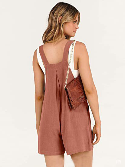 Women's Short Overalls Summer Casual Adjustable Strap Loose Short Bib Overalls Jumpsuit Rompers Pi-Mart