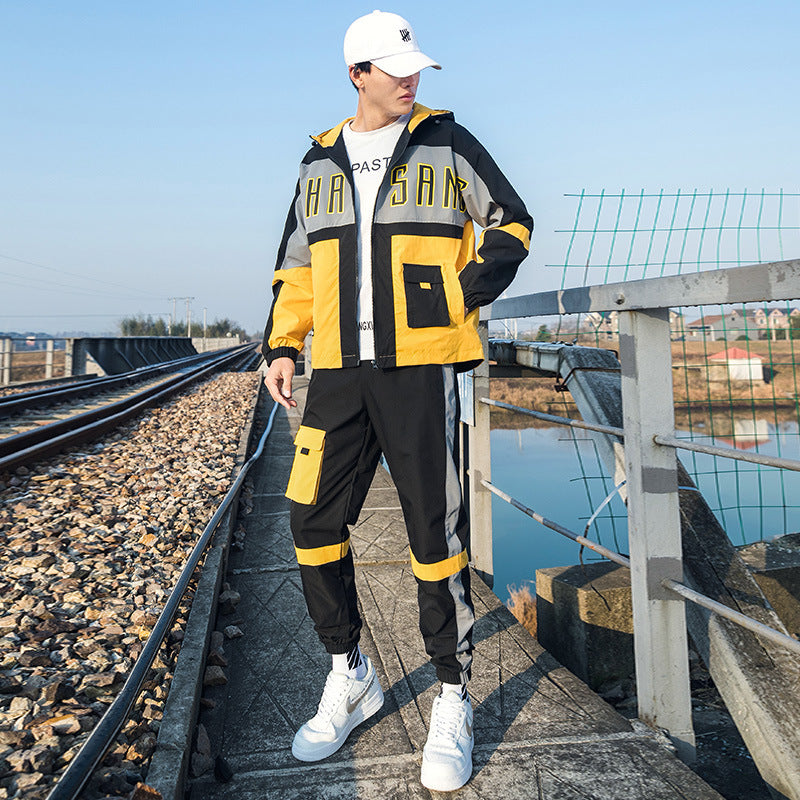 Youth Hip Hop Two-piece Student Hooded Fashion Long Sleeve Sweatshirt Jacket Pi-Mart