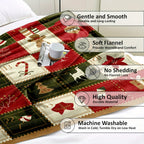 1pc Cozy Vintage Christmas Print Flannel Blanket - Soft, Warm, and Plush Throw for Couch, Sofa, Office, Bed, Camping, and Travel - Multi-Purpose Gift for All Seasons with Versatile Uses Lootquake LLC