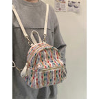 Rainbow Knit Mini Backpack – Stylish Spring and Summer Travel Backpack Purse, Fashionable Mini Backpack for Everyday Use