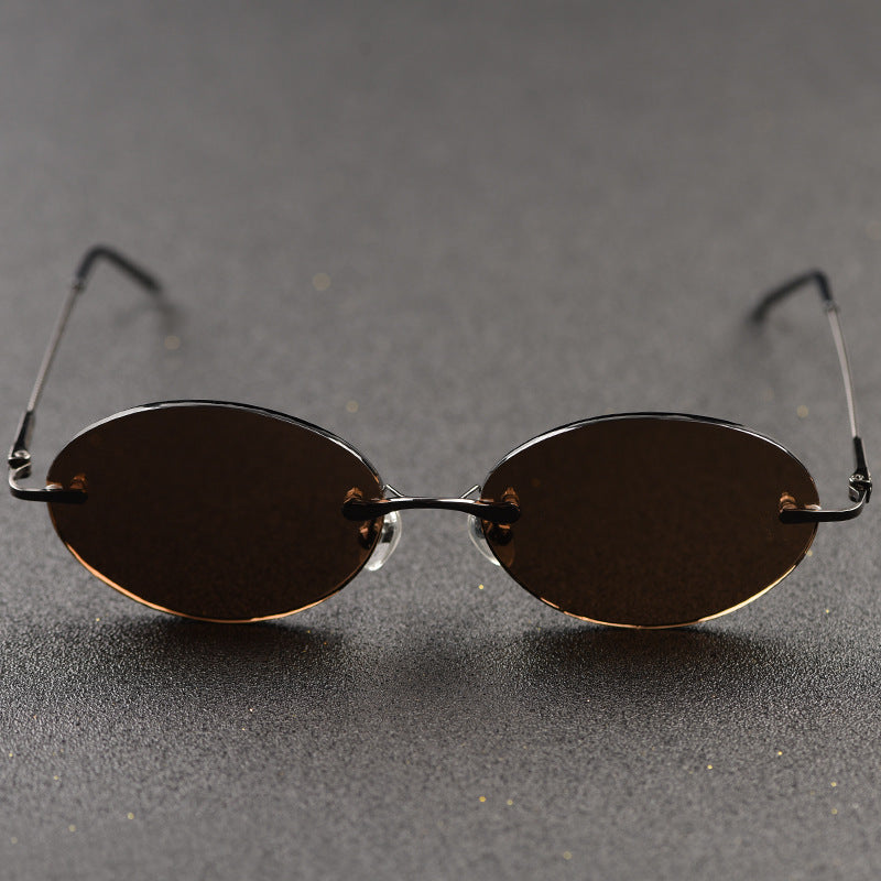 Frameless Oval Style Anti Fatigue Sunglasses Pi-Mart