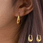 New Stainless Steel Hollow Glossy Thick U-shaped Earrings Pi-Mart