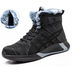 Winter Plush Boots Men Labor Protection Anti-smash Anti-puncture Work Shoes Warm Thickened Breathable Lace-up Safety Shoes Pi-Mart