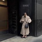 Women's Long Khaki Belted Cape Trench Coat Pi-Mart