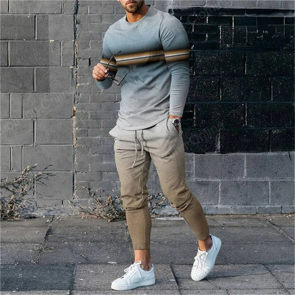 Men's 3D Digital Printing Loose Casual Long Sleeves Trousers Suit Lootquake LLC