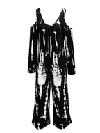 Women's V-neck Irregular Tie Dye Off Shoulder Fashion Jumpsuit - SJB-DIAMOND ELITES