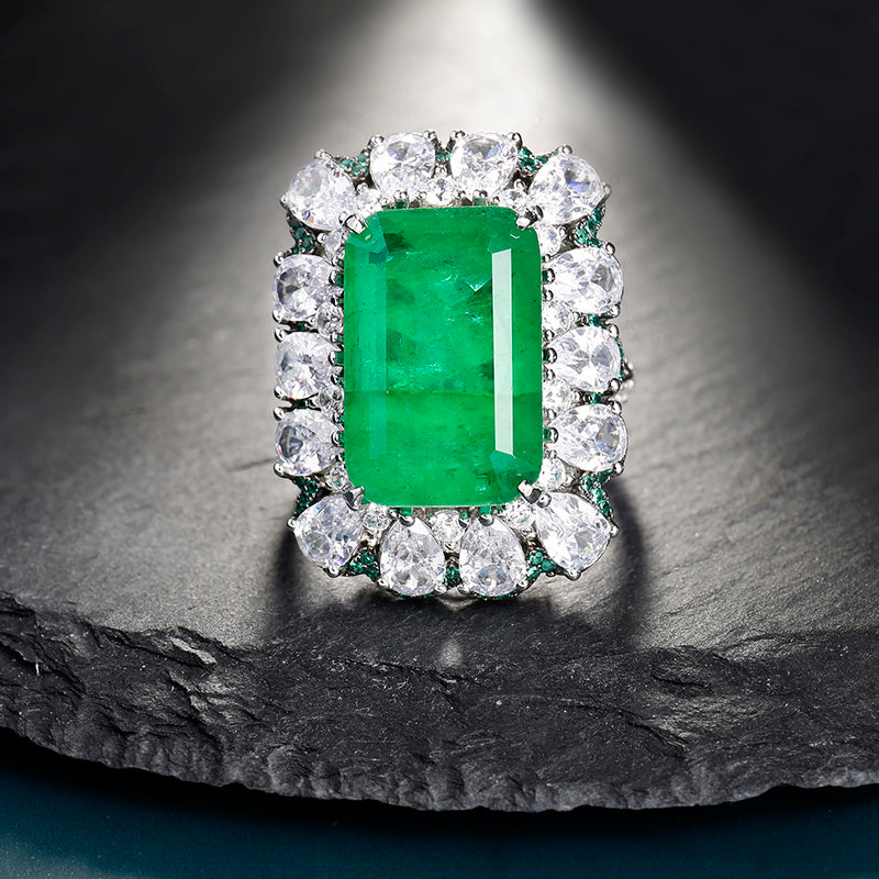 Frosty Sterling Silver Emerald Ring Pi-Mart