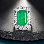 Frosty Sterling Silver Emerald Ring Pi-Mart