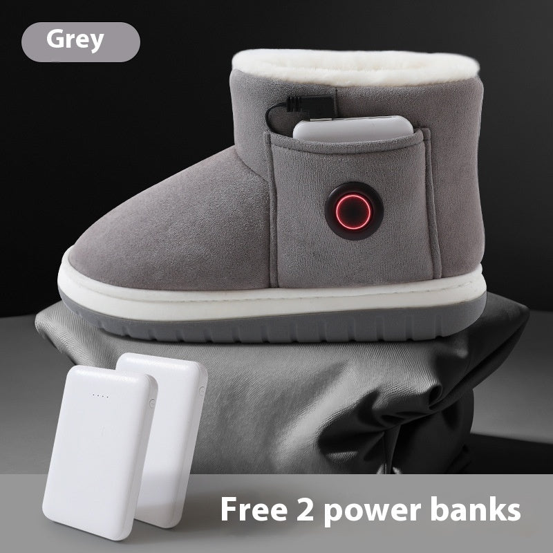 Electric Heating Shoes Rechargeable Foot Warmer Artifact Heating Home Shoes Winter Warm Temperature Regulating Cotton Shoes Pi-Mart