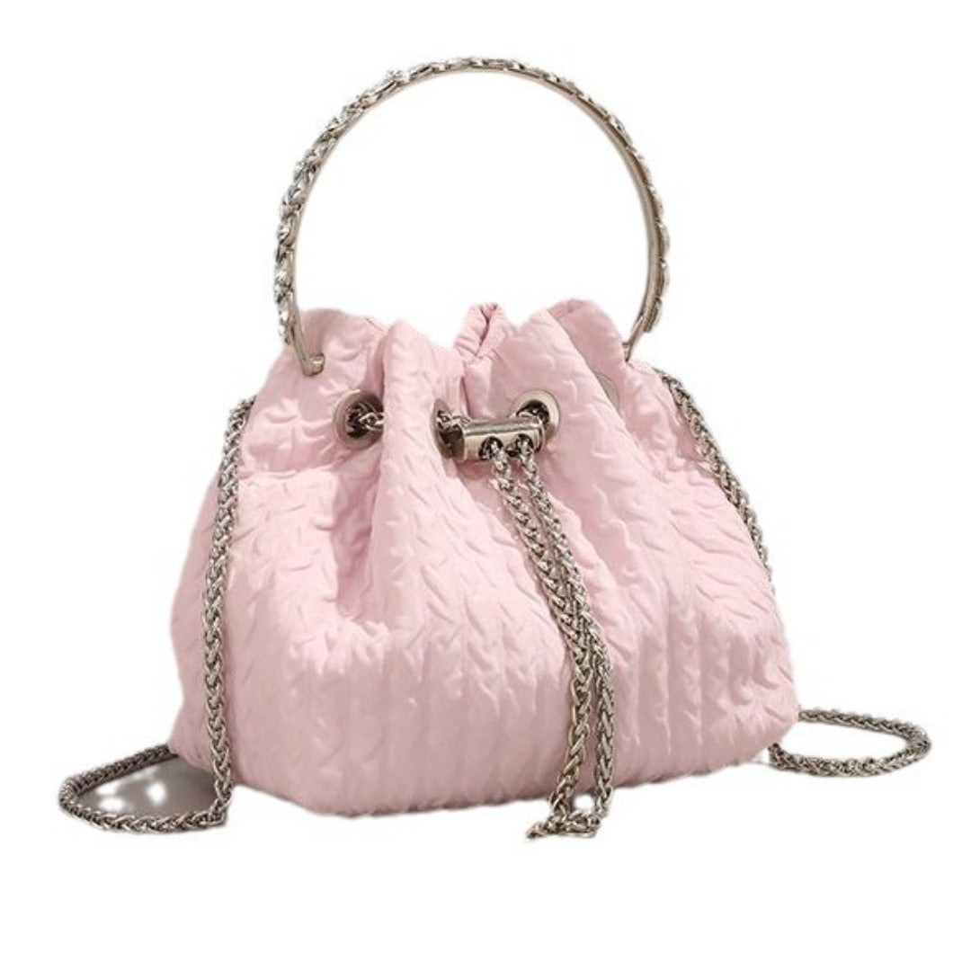 Rhinestone chain handbag women, fashion drawstring bucket bag evening clutch purse party Prom bag Party purse Prom bags clutches - SJB-DIAMOND ELITES