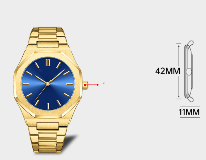 Diamond Gold Men's Watch Student Quartz Pi-Mart