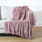 1pc Cozy Chunky Knit Throw Blanket with Tassels - Plush, Lightweight, and Unique Home Decor Accent for Couch, Bed, or Sofa Lootquake LLC