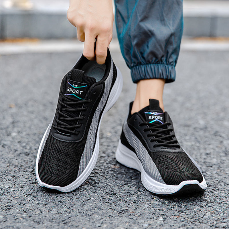 Color-blocked Mesh Sneakers Men Breathable Comfortable Casual Fashion Lace Up Wear-resistant Walking Running Sports Shoes Pi-Mart