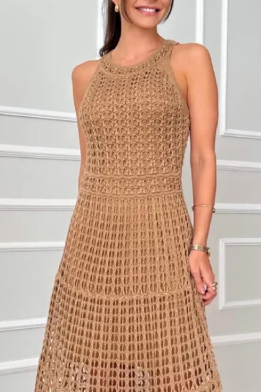 Long Sleeveless Cutout Maxi Dress Chic & Flowy Summer Style Comfortable Dress For Summer Stevvex