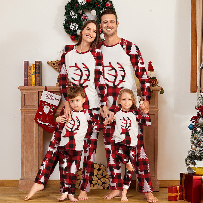 European And American Deer Head Print Parent-child Home Service Suit Pi-Mart