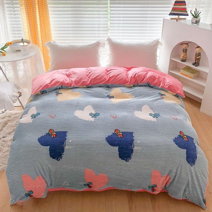 Double-sided Warm Coral Fleece Duvet Cover Pi-Mart