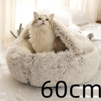 2 In 1 Dog And Cat Bed Pet Winter Bed Round Plush Warm Bed House Soft Long Plush Pets Bed Pi-Mart