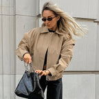 French Lapel Overalls Loose Bomber Jacket Pi-Mart